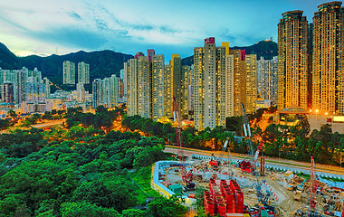 Image showing Hong Kong downtown sunset, Wong Tai Sin