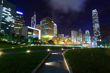 Image showing modern office building in downtown city at night