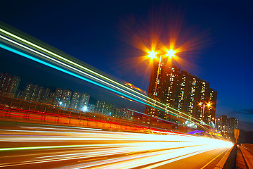 Image showing modern city traffic at night 