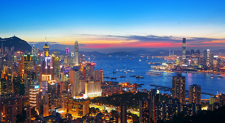 Image showing sunset in hong kong city