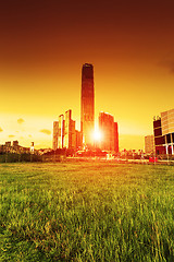 Image showing modern building at sunset, hongkong