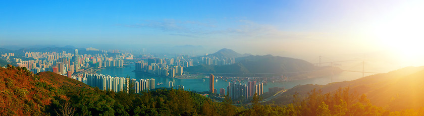 Image showing Panorama View of Downtown Kowloon Hongkong from Tsuen Wan