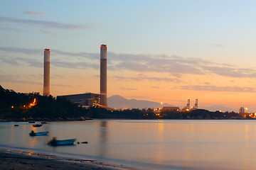 Image showing sunset of Petrochemical industry 