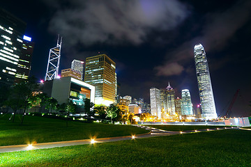 Image showing modern office building in downtown city at night