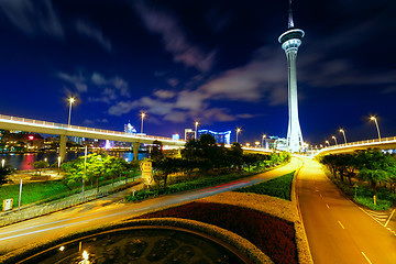 Image showing taffic highway under macau tower