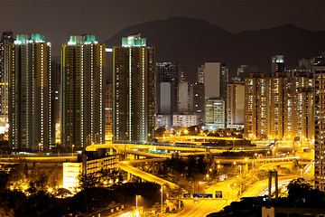 Image showing highway and traffic at night, hongkong