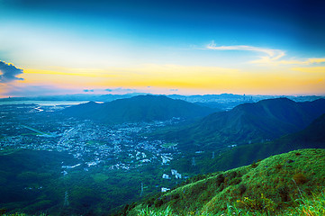 Image showing hong kong sunrise on mountain 