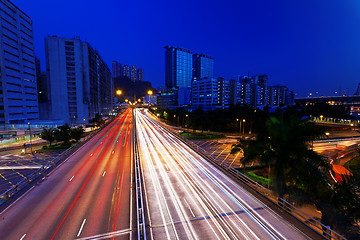 Image showing traffic light trails at night 