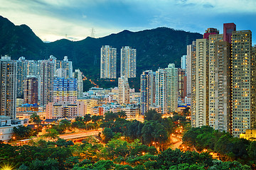 Image showing Hong Kong downtown sunset, Wong Tai Sin