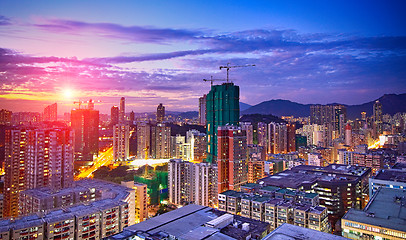 Image showing asia city downtown wide shot, hong kong