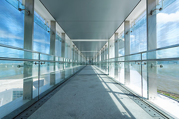 Image showing glass corridor in office centre 