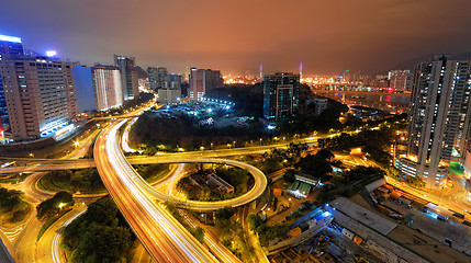 Image showing busy traffic night in finance urban 