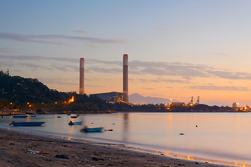 Image showing sunset of Petrochemical industry 