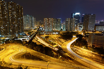 Image showing highway and traffic at night, hongkong