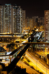 Image showing highway and traffic at night, hongkong