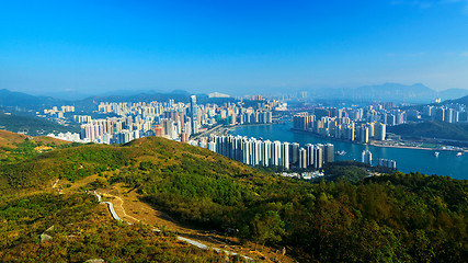 Image showing View of Downtown Kowloon Hongkong from Tsuen Wan