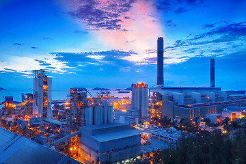 Image showing coal power station and cement plant at night