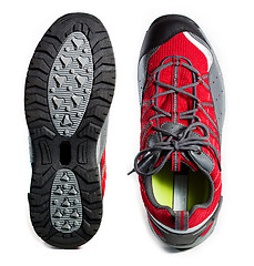 Image showing Tough hiking shoes and sole 