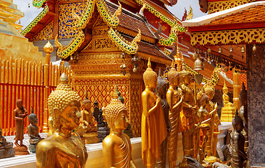 Image showing Gold face of Buddha statue in Doi Suthep temple, Chiang Mai, Tha