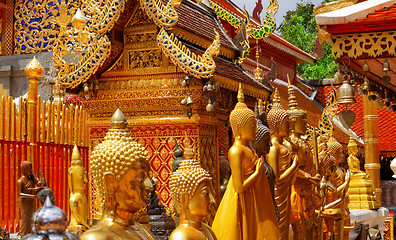 Image showing Gold face of Buddha statue in Doi Suthep temple, Chiang Mai, Tha