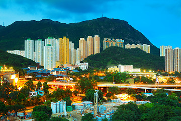 Image showing Hong Kong downtown sunset, Wong Tai Sin