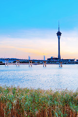 Image showing Macau cityscape of bridge and skyscraper Macao, Asia. 