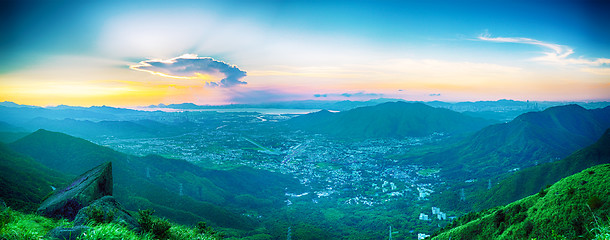 Image showing hong kong sunrise on mountain 