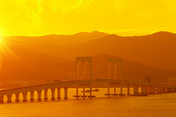 Image showing bridge at sunset, macau