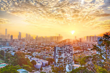 Image showing Hong Kong modern city at sunset