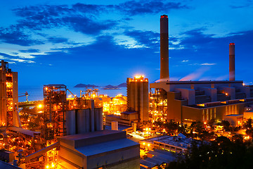 Image showing coal power station and cement plant at night