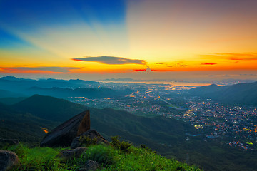 Image showing hong kong sunrise on mountain 