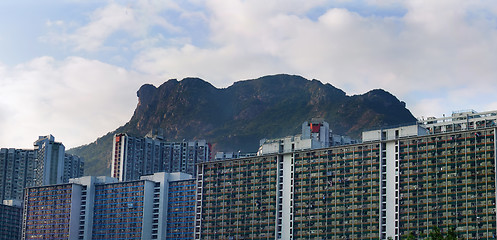 Image showing Hong Kong Housing landscape under Lion Rock 