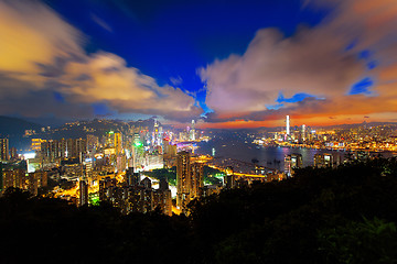 Image showing office building at sunset in hong kong 