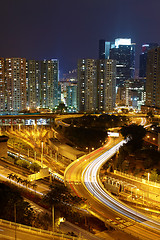 Image showing highway and traffic at night, hongkong