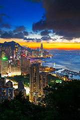 Image showing office building at sunset in hong kong 