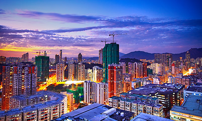 Image showing asia city downtown wide shot, hong kong