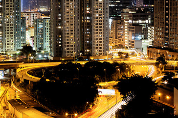 Image showing highway and traffic at night, hongkong