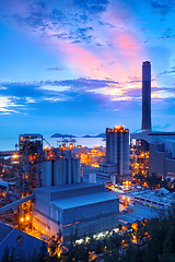 Image showing coal power station and cement plant at night