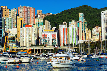 Image showing Luxury yachts in harbour of Hong Kong