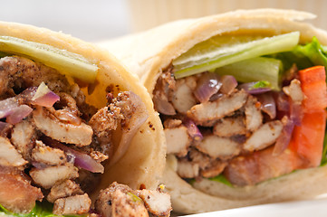 Image showing kafta shawarma chicken pita wrap roll sandwich