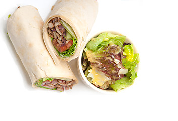 Image showing kafta shawarma chicken pita wrap roll sandwich