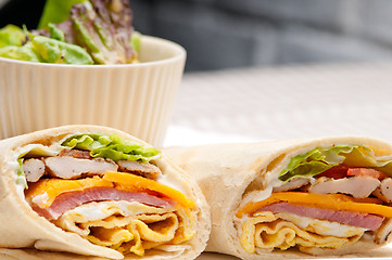 Image showing club sandwich pita bread roll