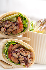 Image showing kafta shawarma chicken pita wrap roll sandwich