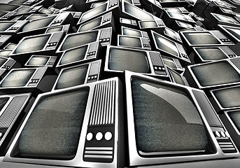 Image showing 3D render of Vintage television pile.