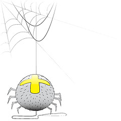 Image showing Vector spider with a web