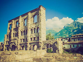 Image showing Retro look Roman Theatre Aosta