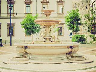 Image showing Retro look Piermarini Fountain, Milan