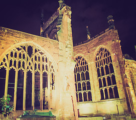 Image showing Retro look Coventry Cathedral ruins