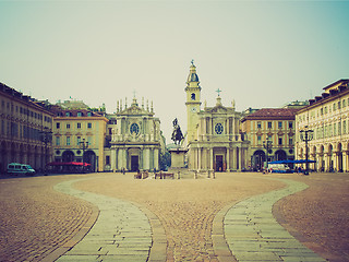 Image showing Retro look Piazza San Carlo, Turin