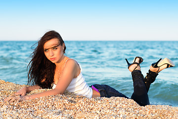 Image showing Woman on the beach